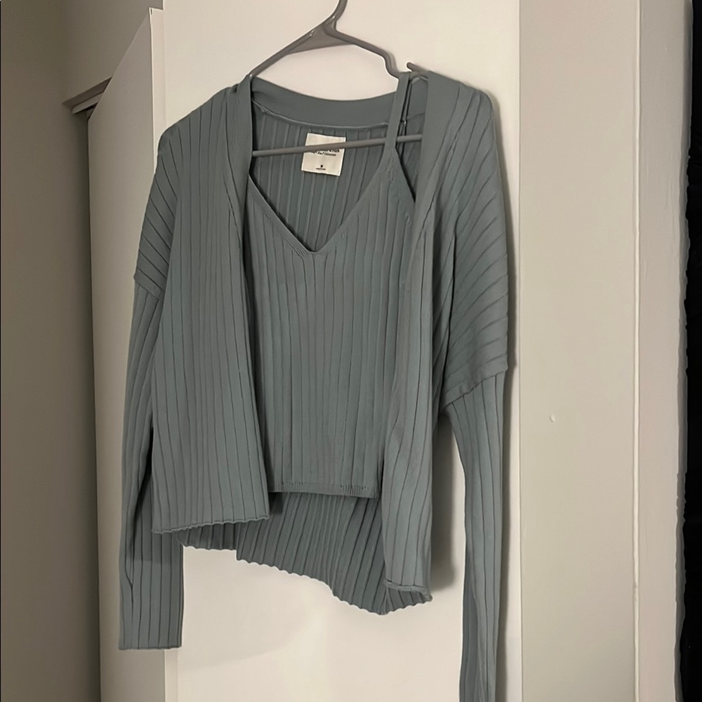 Ribbed Two-Piece Set in Gray